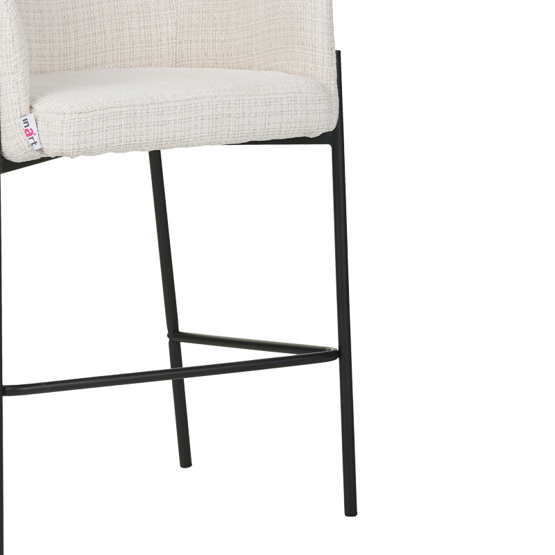 Bar stool Tolerse Inart beige fabric-leg black metal Bar stool Tolerse Inart beige fabric-leg black metal
