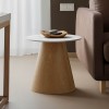 Side table Soleire Inart white marble sintered stone-μεταλλική βάση D50x46cm