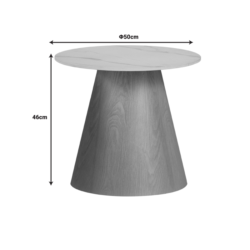 Side table Soleire Inart white marble sintered stone D50x46cm Side table Soleire Inart white marble sintered stone D50x46cm