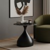 Kirkene Inart side table black marble color sintered stone and black metal D50x50cm
