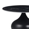 Kirkene Inart coffee table black marble sintered stone and black metal D70x40cm