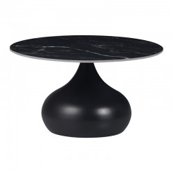 Kirkene Inart coffee table black marble sintered stone and black metal D70x40cm Kirkene Inart coffee table black marble sintered stone and black metal D70x40cm
