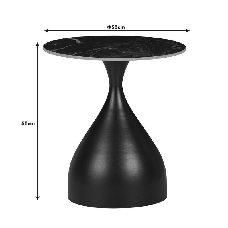 Side table Kirkene Inart white marble color sintered stone and white metal D50x50cm Side table Kirkene Inart white marble color sintered stone and white metal D50x50cm