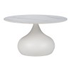 Coffee table Kirkene Inart white marble sintered stone and white metal D70x40cm