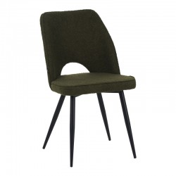 Renish pakoworld chair bouclé in dark green color with black metallic legs 61x47x91.5cm Renish pakoworld chair bouclé in dark green color with black metallic legs 61x47x91.5cm