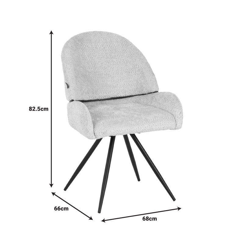 Morea pakoworld rotating chair bouclé in black color with black metallic legs 68x66x82.5cm Morea pakoworld rotating chair bouclé in black color with black metallic legs 68x66x82.5cm