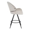 Morea pakoworld rotating bar stool bouclé in beige color with black metallic legs 55x66x107.5cm