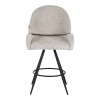 Morea pakoworld rotating bar stool bouclé in beige color with black metallic legs 55x66x107.5cm