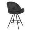 Morea pakoworld rotating bar stool bouclé in black color with black metallic legs 55x66x107.5cm