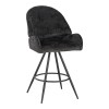 Morea pakoworld rotating bar stool bouclé in black color with black metallic legs 55x66x107.5cm