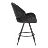 Morea pakoworld rotating bar stool bouclé in black color with black metallic legs 55x66x107.5cm