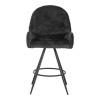Morea pakoworld rotating bar stool bouclé in black color with black metallic legs 55x66x107.5cm