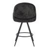 Morea pakoworld rotating bar stool bouclé in black color with black metallic legs 55x66x107.5cm