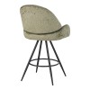 Morea pakoworld rotating bar stool bouclé in olive green color with black metallic legs 55x66x107.5cm