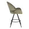 Morea pakoworld rotating bar stool bouclé in olive green color with black metallic legs 55x66x107.5cm