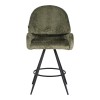 Morea pakoworld rotating bar stool bouclé in olive green color with black metallic legs 55x66x107.5cm