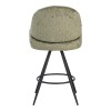 Morea pakoworld rotating bar stool bouclé in olive green color with black metallic legs 55x66x107.5cm