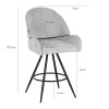 Morea pakoworld rotating bar stool bouclé in olive green color with black metallic legs 55x66x107.5cm