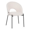 Masebo pakoworld chair bouclé fabric in white color with black metallic legs 48x58.5x82cm