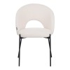 Masebo pakoworld chair bouclé fabric in white color with black metallic legs 48x58.5x82cm