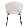 Masebo pakoworld chair bouclé fabric in white color with black metallic legs 48x58.5x82cm