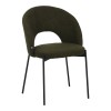 Masebo pakoworld chair bouclé fabric in dark green color with black metallic legs 48x58.5x82cm
