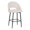 Masebo pakoworld bar stool bouclé in white color with black metallic legs 48x52x97cm