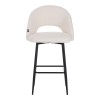 Masebo pakoworld bar stool bouclé in white color with black metallic legs 48x52x97cm
