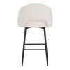 Masebo pakoworld bar stool bouclé in white color with black metallic legs 48x52x97cm