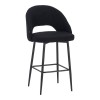 Masebo pakoworld bar stool bouclé in black color with black metallic legs 48x52x97cm