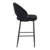 Masebo pakoworld bar stool bouclé in black color with black metallic legs 48x52x97cm