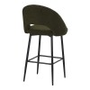 Masebo pakoworld bar stool bouclé in olive green color with black metallic legs 48x52x97cm