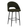 Masebo pakoworld bar stool bouclé in olive green color with black metallic legs 48x52x97cm