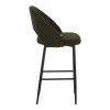 Masebo pakoworld bar stool bouclé in olive green color with black metallic legs 48x52x97cm