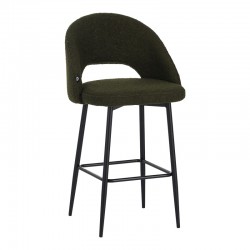 Masebo pakoworld bar stool bouclé in dark green color with black metallic legs 48x52x97cm Masebo pakoworld bar stool bouclé in dark green color with black metallic legs 48x52x97cm
