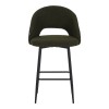 Masebo pakoworld bar stool bouclé in olive green color with black metallic legs 48x52x97cm