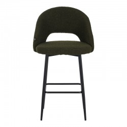Masebo pakoworld bar stool bouclé in dark green color with black metallic legs 48x52x97cm Masebo pakoworld bar stool bouclé in dark green color with black metallic legs 48x52x97cm