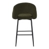 Masebo pakoworld bar stool bouclé in olive green color with black metallic legs 48x52x97cm