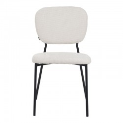 Cathair pakoworld chair bouclé fabric in beige green color with black metallic legs 48x53x82cm Cathair pakoworld chair bouclé fabric in beige green color with black metallic legs 48x53x82cm