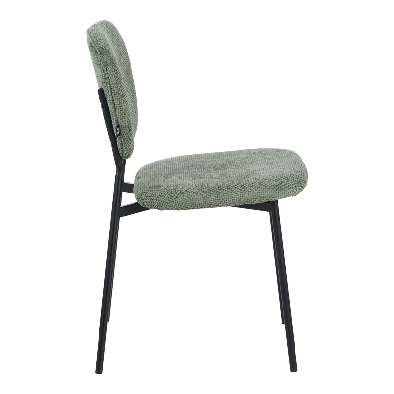 Cathair pakoworld chair bouclé fabric in green olive color with black metallic legs 48x53x82cm Cathair pakoworld chair bouclé fabric in green olive color with black metallic legs 48x53x82cm