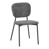 Καρέκλα Cathair pakoworld μπουκλέ ύφασμα σε γκρι απόχρωση με μαύρα μεταλλικά πόδια 48x53x82εκ