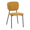 Καρέκλα Cathair pakoworld μπουκλέ ύφασμα σε κίτρινη απόχρωση με μαύρα μεταλλικά πόδια 48x53x82εκ