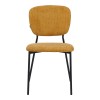 Καρέκλα Cathair pakoworld μπουκλέ ύφασμα σε κίτρινη απόχρωση με μαύρα μεταλλικά πόδια 48x53x82εκ