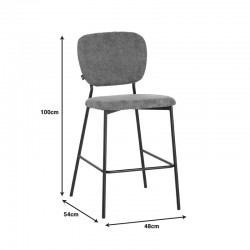 Cathair pakoworld bar stool bouclé fabric in dark grey color with black metallic legs 48x54x100cm Cathair pakoworld bar stool bouclé fabric in dark grey color with black metallic legs 48x54x100cm