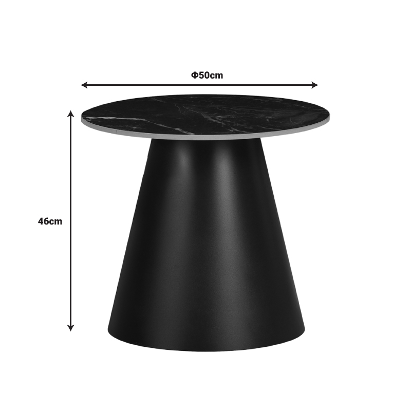 Fabrin Inart side table black marble sintered stone-black metal Fabrin Inart side table black marble sintered stone-black metal