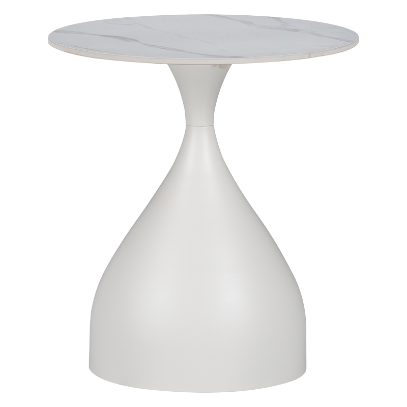 Side table Kirkene Inart white marble sintered stone and white metal 2pcs Side table Kirkene Inart white marble sintered stone and white metal 2pcs
