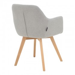 Safira armchair pakoworld fabric in grey color with natural color wooden leg 57x58x84cm Safira armchair pakoworld fabric in grey color with natural color wooden leg 57x58x84cm