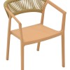 Armchair Sillia pakoworld stackable pp cappuccino shade with beige rattan 55x52x74.5cm