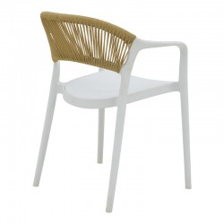 Ankara armchair pakoworld stackable pp white shade with beige rattan 57x48x80cm Ankara armchair pakoworld stackable pp white shade with beige rattan 57x48x80cm