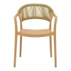 Ankara armchair pakoworld stackable pp cappuccino shade with beige rattan 57x48x80cm